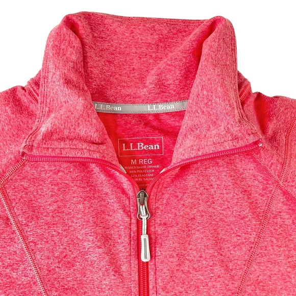 LL Bean Medium Jacket Cotton Blend Full Zip Pink Peach Women's Running Athletic - Picture 6 of 15